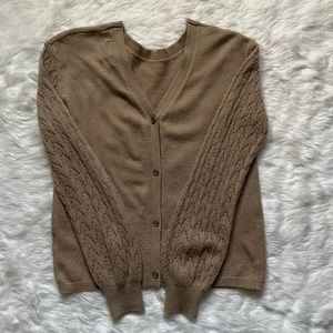 Banana Republic Reversible Pointelle Cardigan Light Sand Dune S